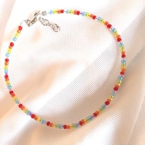 Hand beaded translucent rainbow bracelet